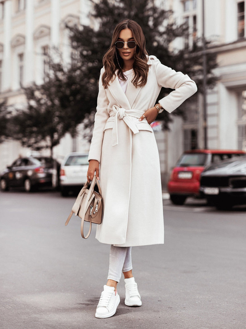 Chic Long Wool Coat for Women | Stylish Belted Design | Elegant Winter Outerwear