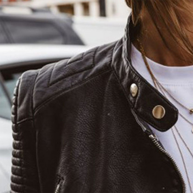 Women's Premium Leather Biker Jacket with Zip Details & Ribbed Sleeves - Stylish Motorcycle Jacket for Fashionable Riders