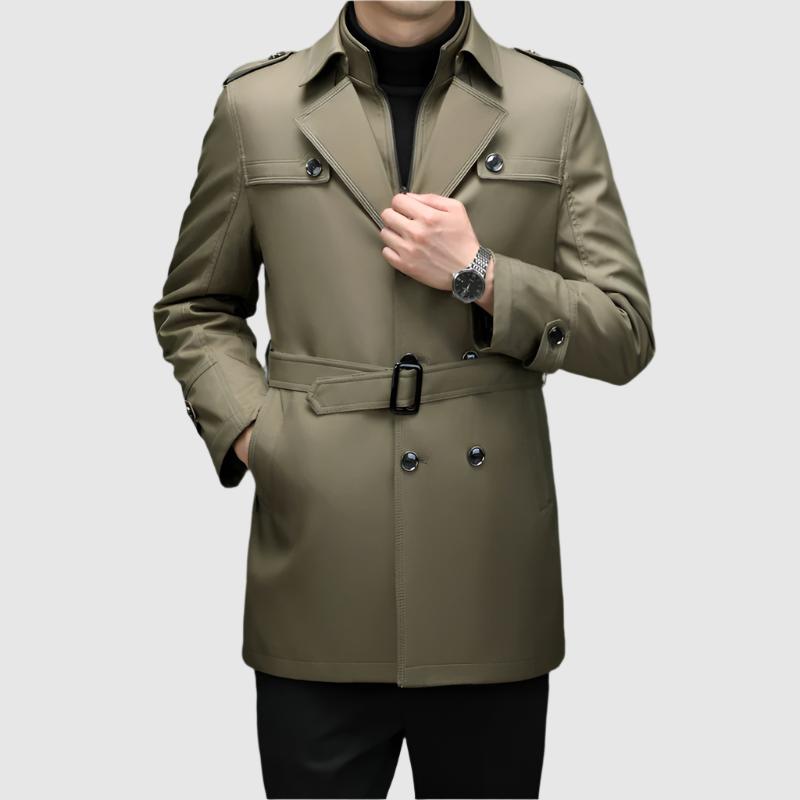 Alessandro Veneti Men's Double Breasted Windbreaker Jacket - Stylish & Weather-Resistant Outerwear