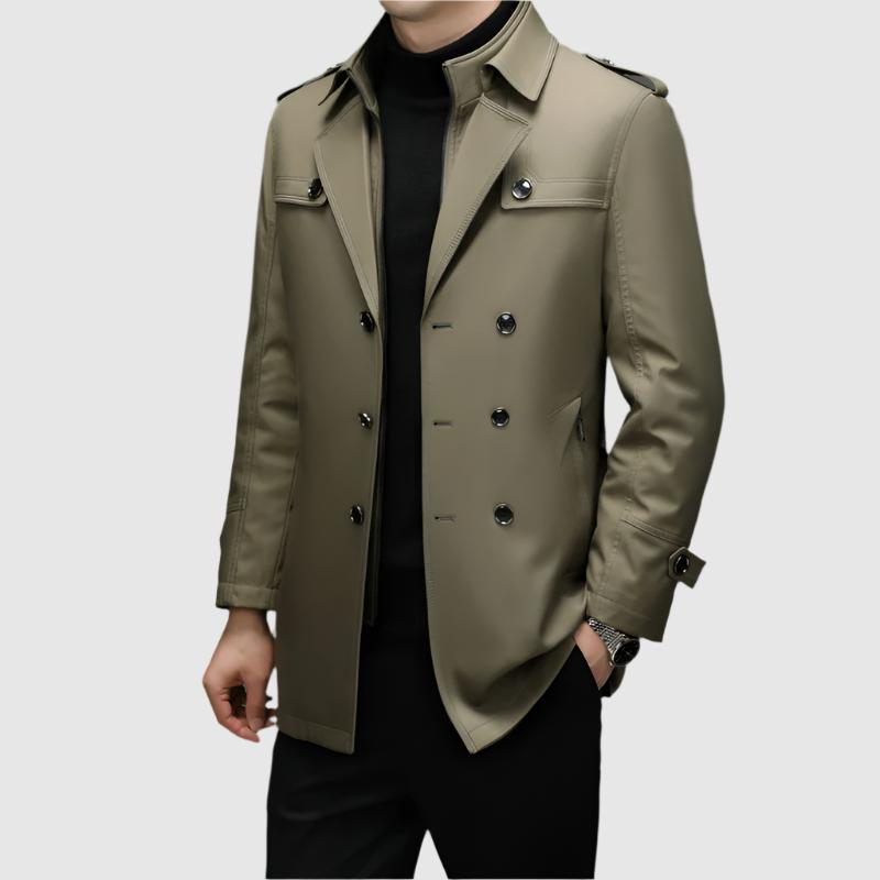 Alessandro Veneti Men's Double Breasted Windbreaker Jacket - Stylish & Weather-Resistant Outerwear