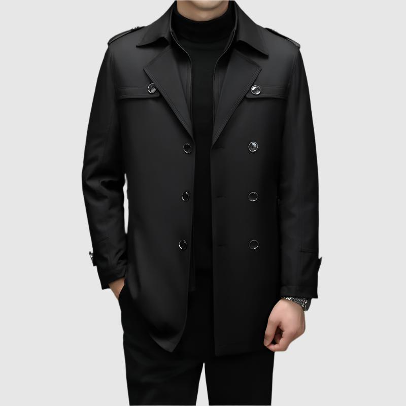 Alessandro Veneti Men's Double Breasted Windbreaker Jacket - Stylish & Weather-Resistant Outerwear