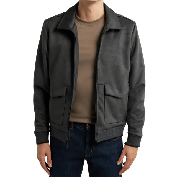 Allen Grey Suede A2 Bomber Jacket for Men - Stylish & Comfortable Outerwear