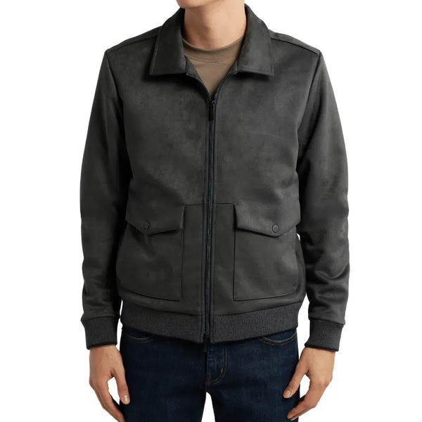 Allen Grey Suede A2 Bomber Jacket for Men - Stylish & Comfortable Outerwear