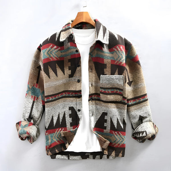 Men's Aztec Pattern Flannel Jacket - Tribal Design Winter Outerwear for Ultimate Warmth & Style