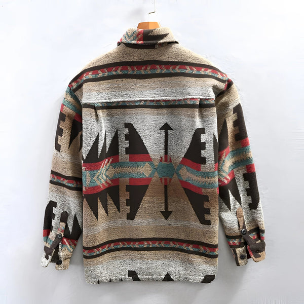 Men's Aztec Pattern Flannel Jacket - Tribal Design Winter Outerwear for Ultimate Warmth & Style