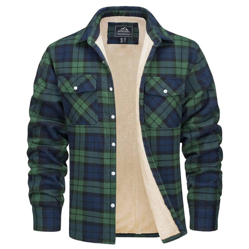 Men's Insulated Flannel Sherpa Jacket - Warm Plaid Winter Workwear for Ultimate Comfort and Style