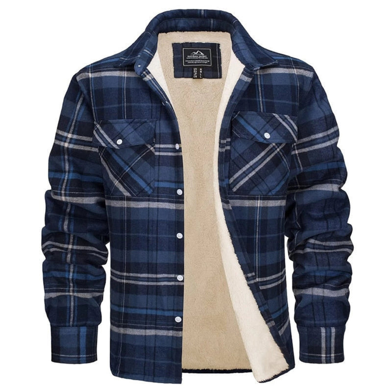 Men's Insulated Flannel Sherpa Jacket - Warm Plaid Winter Workwear for Ultimate Comfort and Style