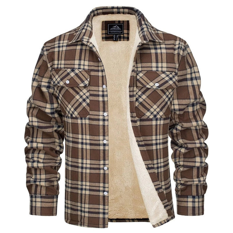 Men's Insulated Flannel Sherpa Jacket - Warm Plaid Winter Workwear for Ultimate Comfort and Style