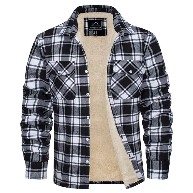 Men's Insulated Flannel Sherpa Jacket - Warm Plaid Winter Workwear for Ultimate Comfort and Style