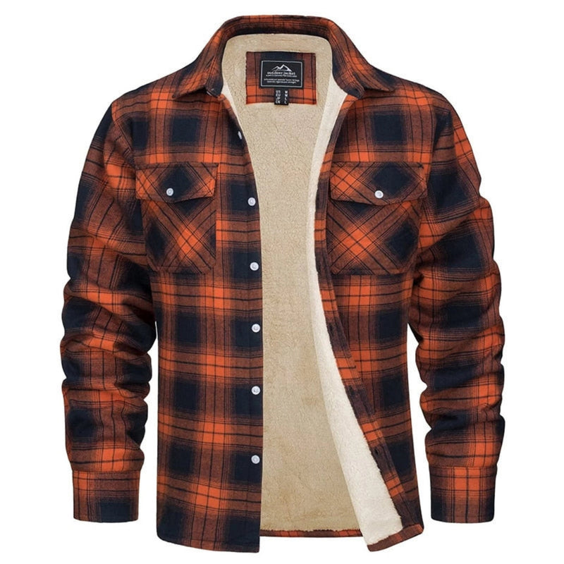 Men's Insulated Flannel Sherpa Jacket - Warm Plaid Winter Workwear for Ultimate Comfort and Style