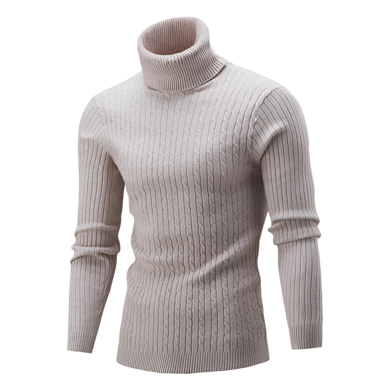 Luxury Black Cable Knit Turtleneck Sweater - Thick Wool, Ribbed Collar, Cozy & Stylish Knitwear for Women