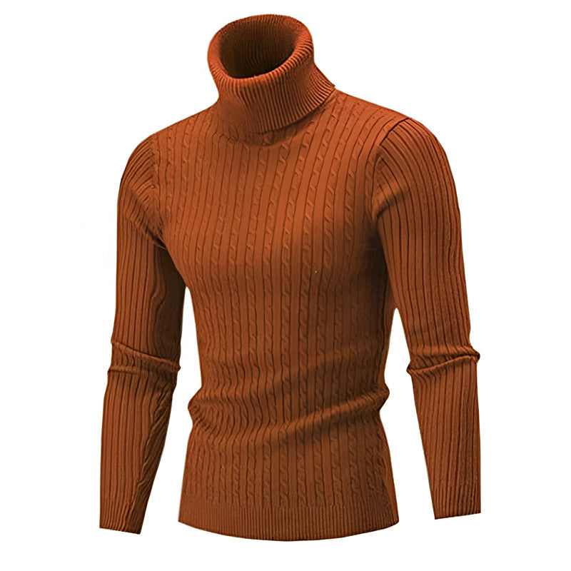 Luxury Black Cable Knit Turtleneck Sweater - Thick Wool, Ribbed Collar, Cozy & Stylish Knitwear for Women