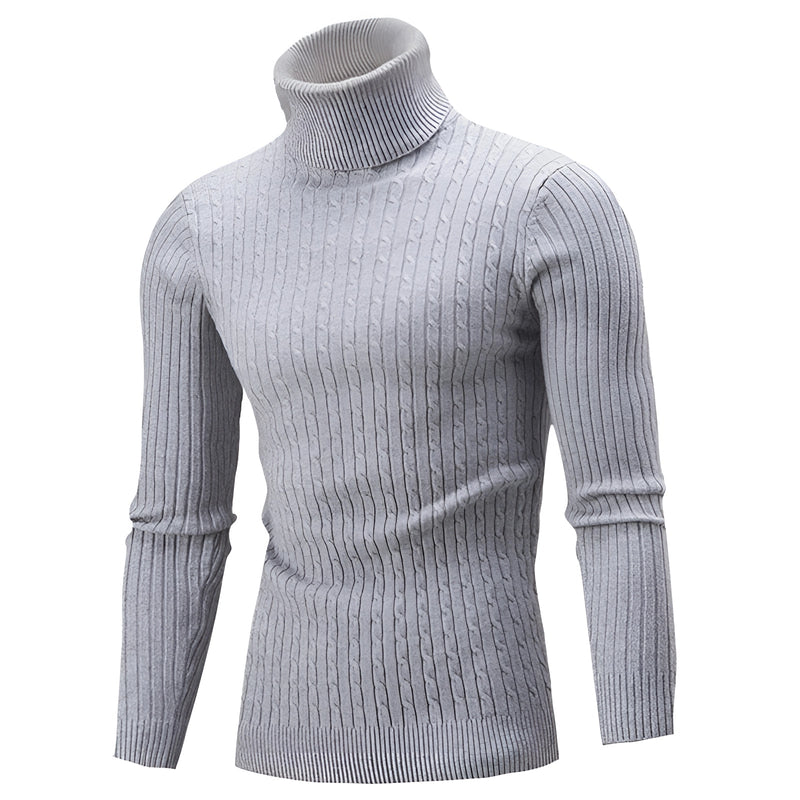 Luxury Black Cable Knit Turtleneck Sweater - Thick Wool, Ribbed Collar, Cozy & Stylish Knitwear for Women