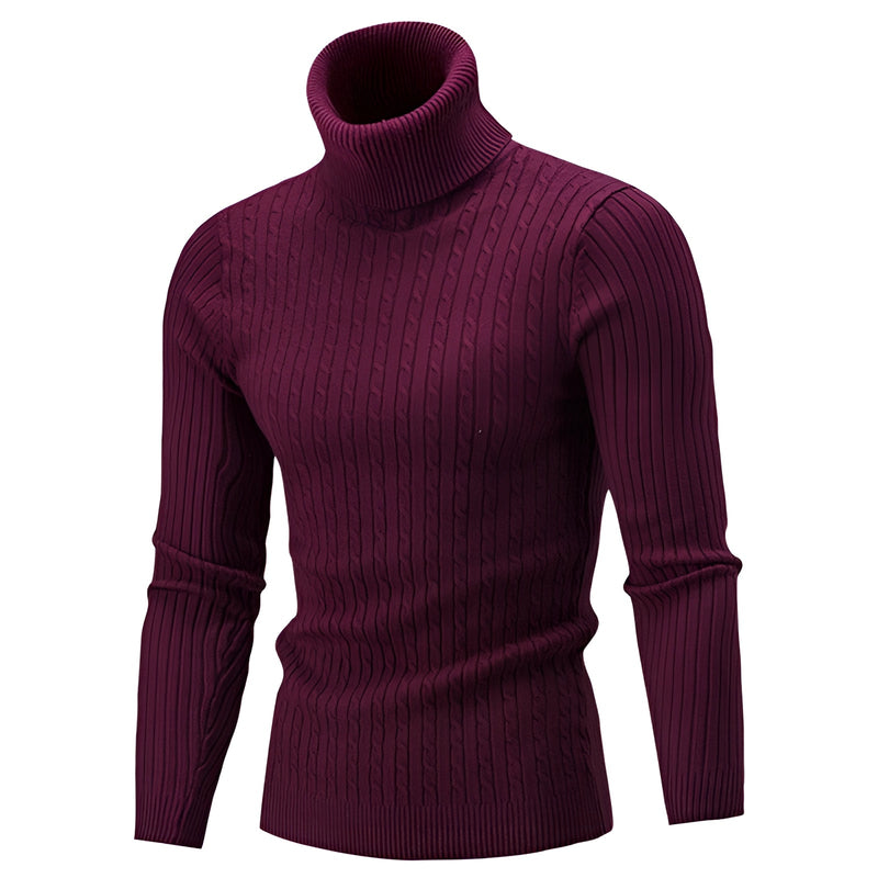 Luxury Black Cable Knit Turtleneck Sweater - Thick Wool, Ribbed Collar, Cozy & Stylish Knitwear for Women