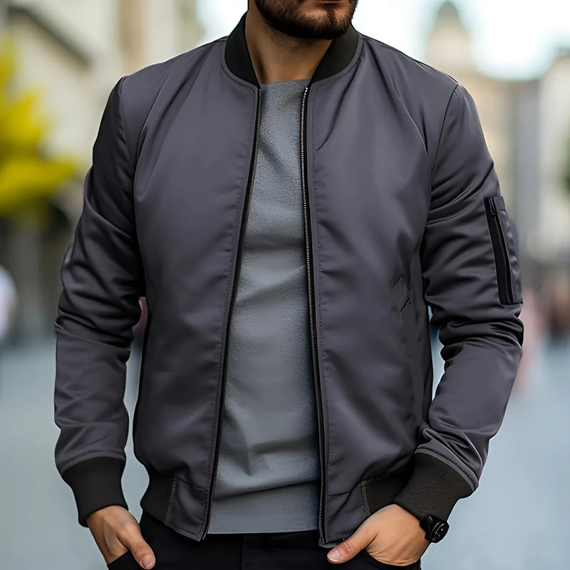Men's Lightweight Black Bomber Jacket - Stylish Urban Streetwear for Everyday Wear