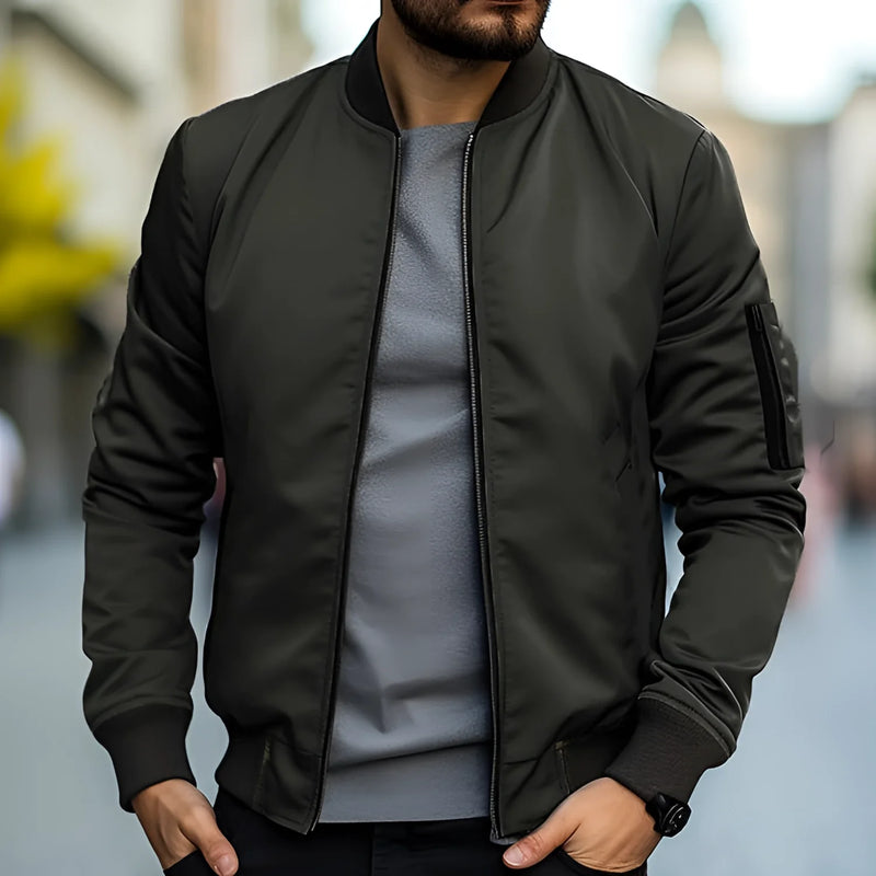 Men's Lightweight Black Bomber Jacket - Stylish Urban Streetwear for Everyday Wear