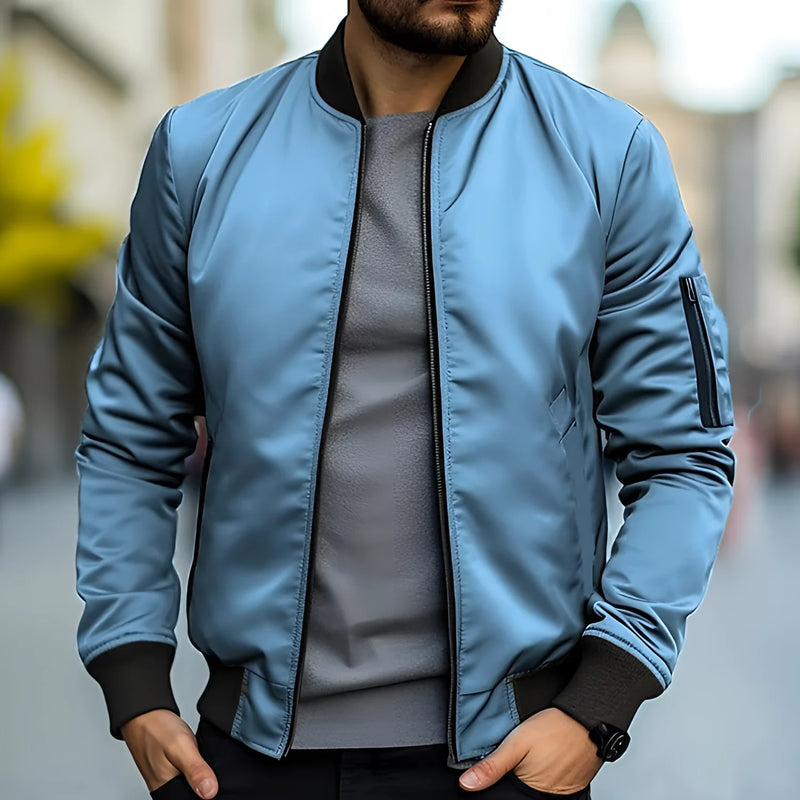 Men's Lightweight Black Bomber Jacket - Stylish Urban Streetwear for Everyday Wear