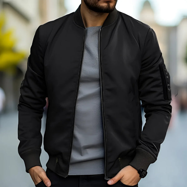 Men's Lightweight Black Bomber Jacket - Stylish Urban Streetwear for Everyday Wear