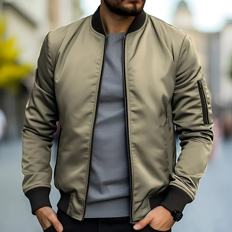 Men's Lightweight Black Bomber Jacket - Stylish Urban Streetwear for Everyday Wear