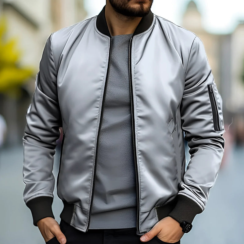 Men's Lightweight Black Bomber Jacket - Stylish Urban Streetwear for Everyday Wear