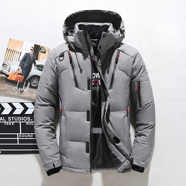 Men's Black Waterproof Insulated Puffer Ski Jacket - Warm, Lightweight, and Stylish Winter Outerwear for Skiing & Outdoor Activities