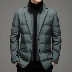 Men's Lightweight Insulated Green Quilted Padded Blazer - Stylish Winter Jacket for Warmth & Comfort
