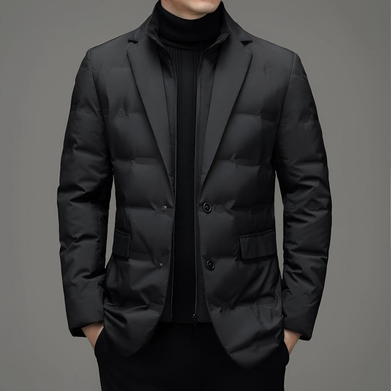 Men's Lightweight Insulated Green Quilted Padded Blazer - Stylish Winter Jacket for Warmth & Comfort