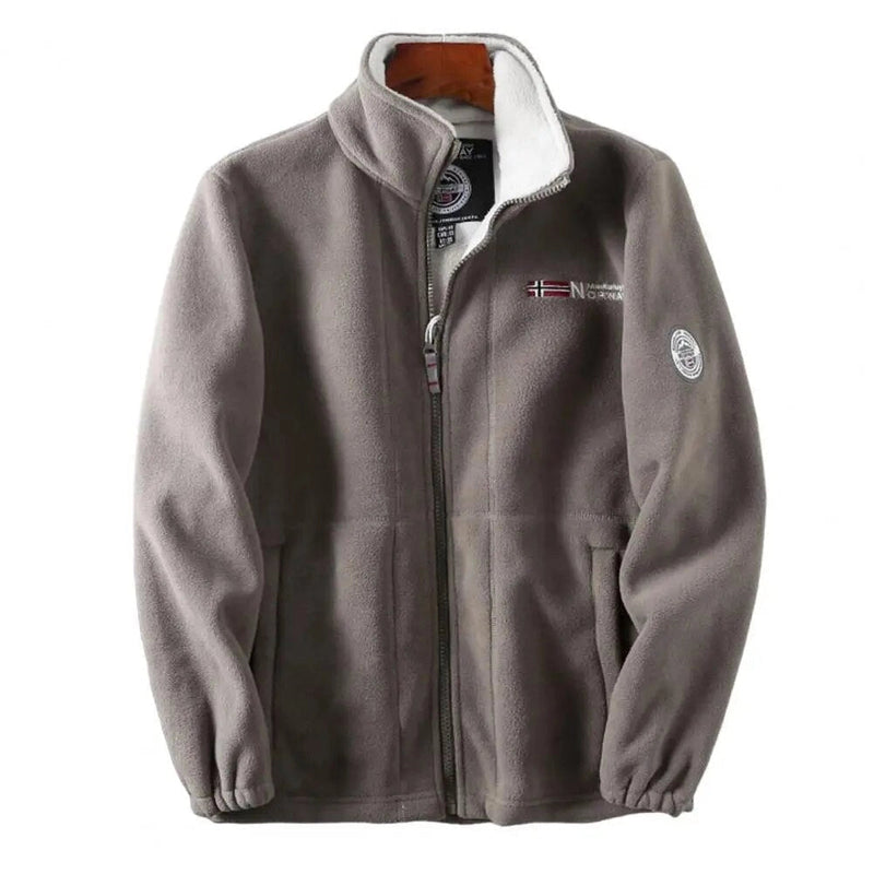 Men's Insulated Grey Bomber Fleece Jacket - Warm Zip-Up Outerwear for Cold Weather | Stylish & Comfortable