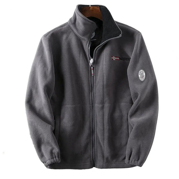 Men's Insulated Grey Bomber Fleece Jacket - Warm Zip-Up Outerwear for Cold Weather | Stylish & Comfortable