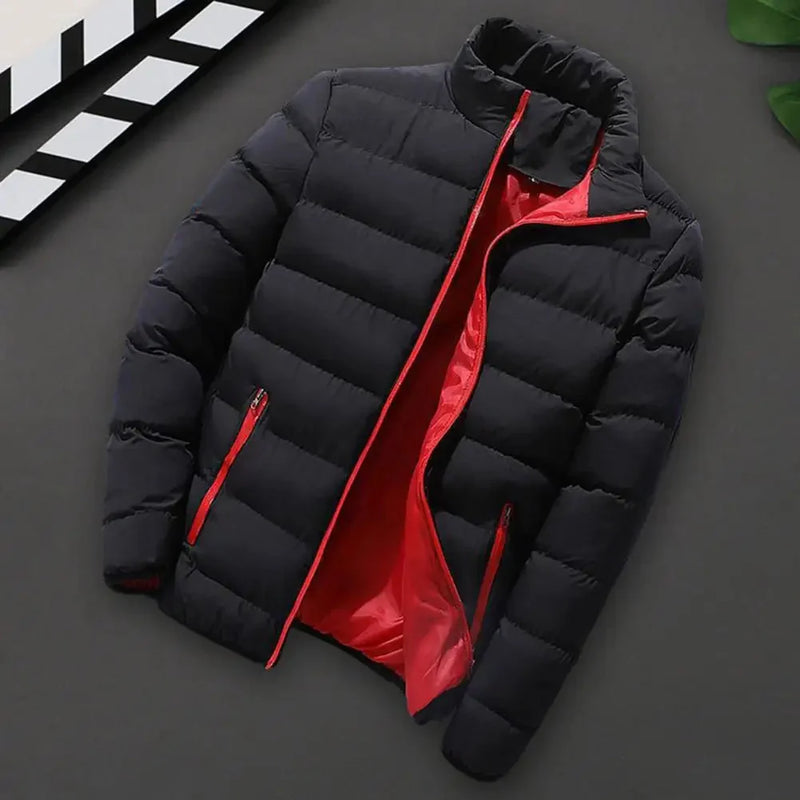 Men's Lightweight Water-Resistant Navy Insulated Puffer Jacket - Perfect for Cold Weather & Outdoor Activities