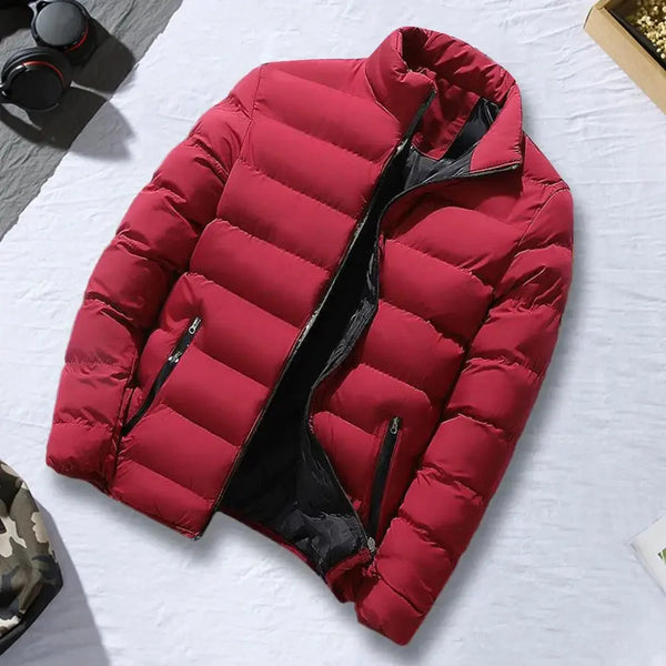Men's Lightweight Water-Resistant Navy Insulated Puffer Jacket - Perfect for Cold Weather & Outdoor Activities