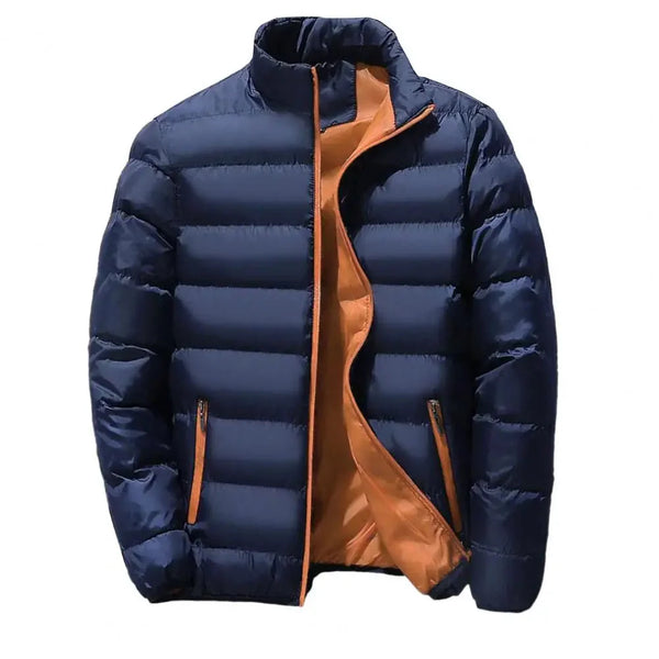 Men's Lightweight Water-Resistant Navy Insulated Puffer Jacket - Perfect for Cold Weather & Outdoor Activities