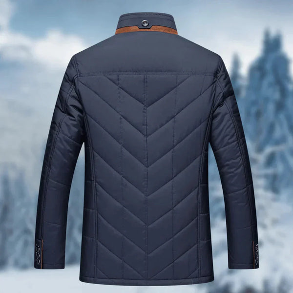 Men's Insulated Quilted Thermal Waterproof Winter Coat with Fur Collar - Warm & Stylish Outerwear for Cold Weather