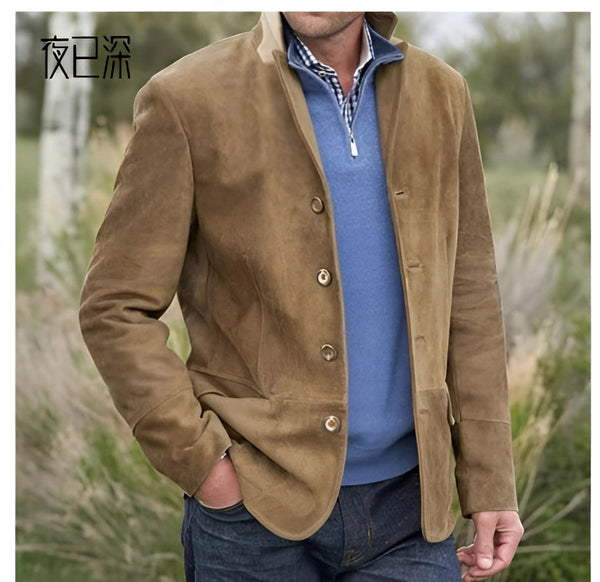 Men's Luxury Suede Blazer - Elegant Tailored Outdoor Jacket for Stylish Comfort