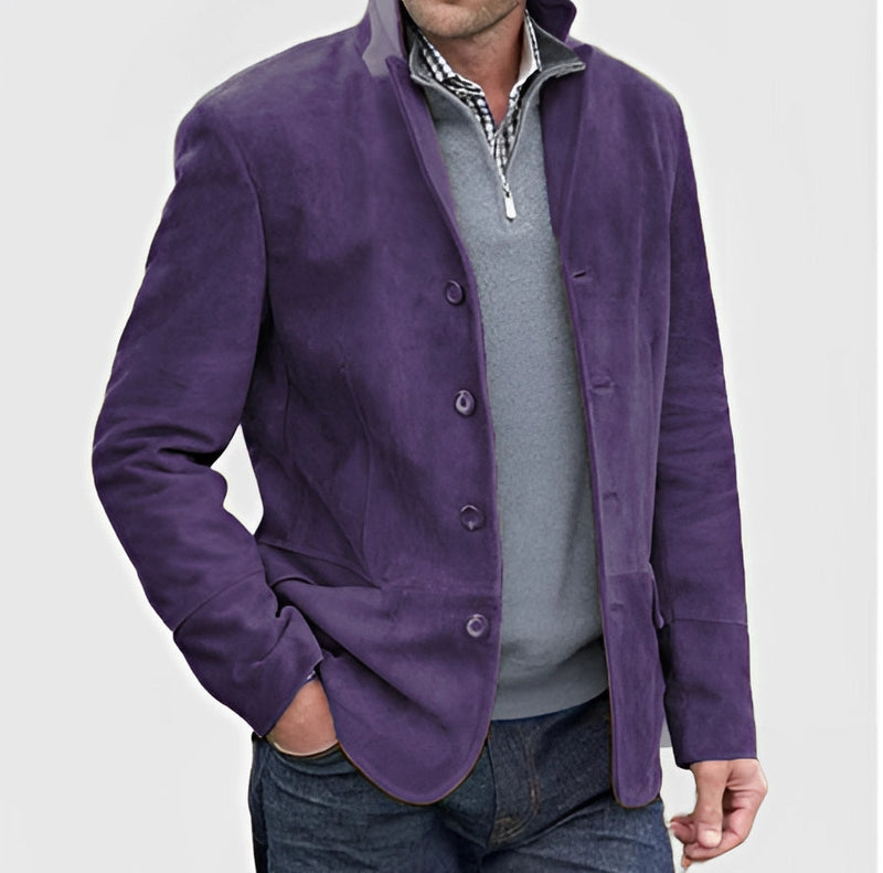 Men's Luxury Suede Blazer - Elegant Tailored Outdoor Jacket for Stylish Comfort