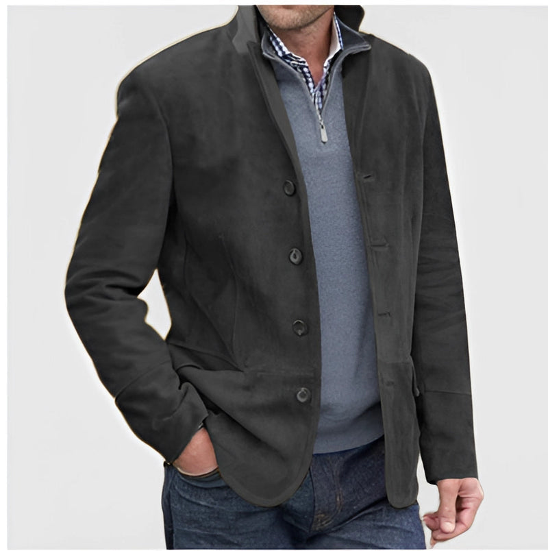 Men's Luxury Suede Blazer - Elegant Tailored Outdoor Jacket for Stylish Comfort