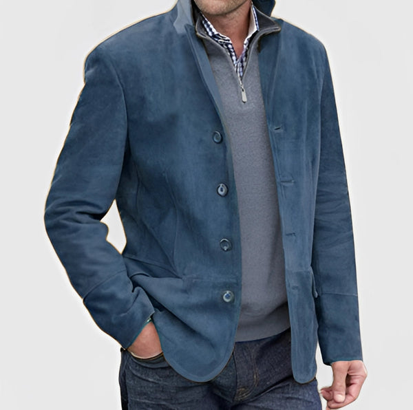 Men's Luxury Suede Blazer - Elegant Tailored Outdoor Jacket for Stylish Comfort