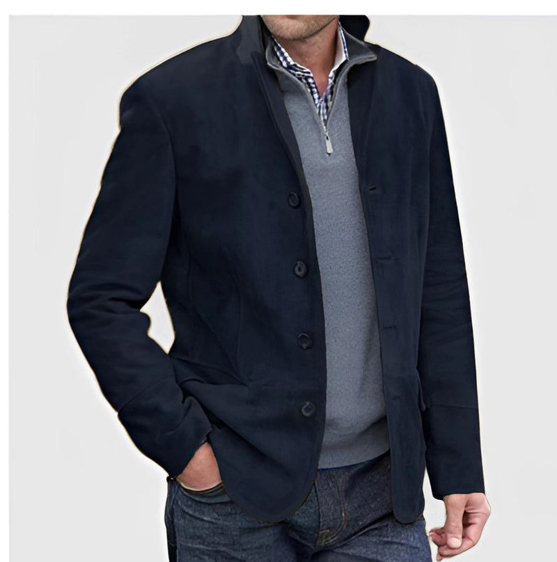 Men's Luxury Suede Blazer - Elegant Tailored Outdoor Jacket for Stylish Comfort