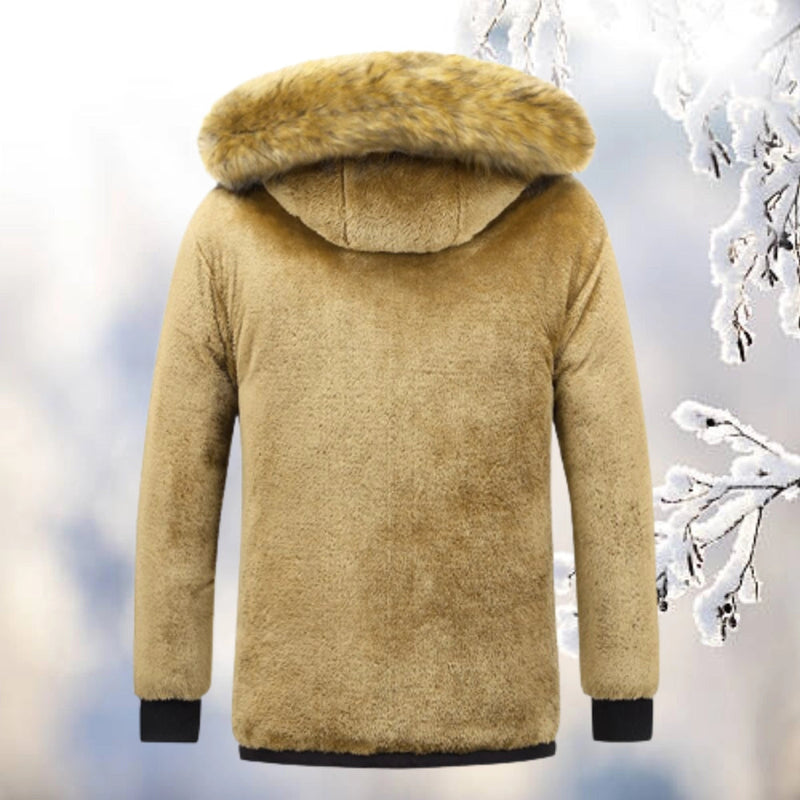 Men's Luxury Insulated Navy Quilted Winter Jacket with Fur Hood - Premium Parka for Ultimate Warmth