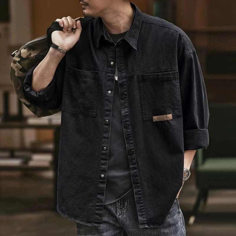 Men's Lightweight Olive Green Military Shirt Jacket - Stylish Cotton Overshirt for Casual Wear