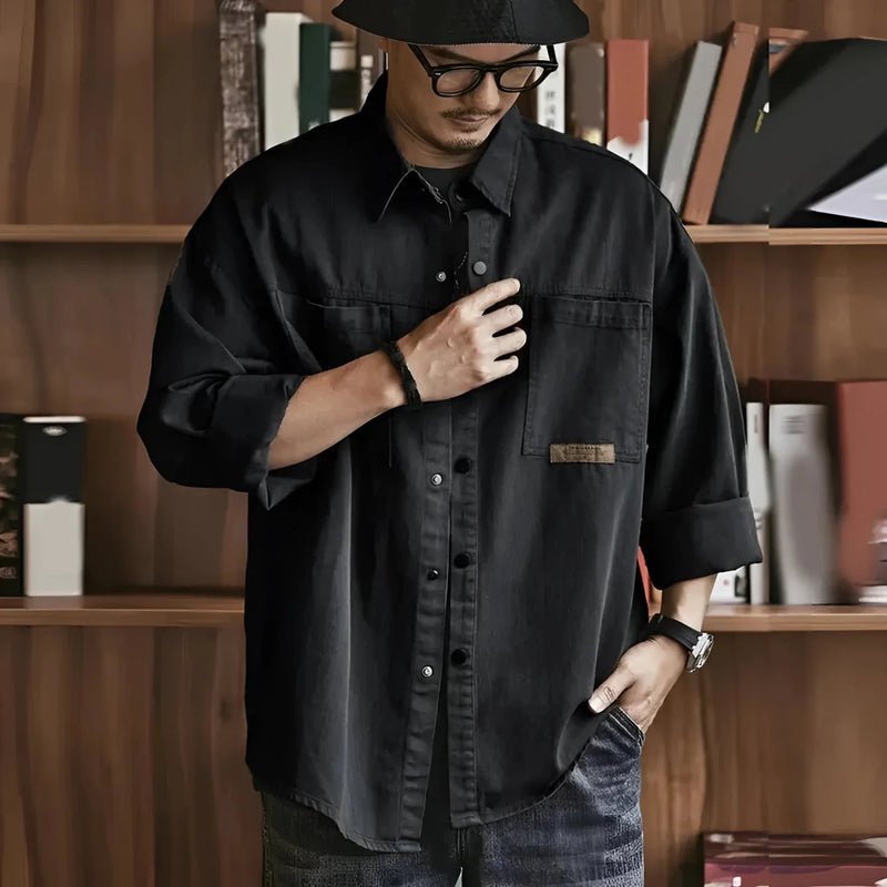Men's Lightweight Olive Green Military Shirt Jacket - Stylish Cotton Overshirt for Casual Wear