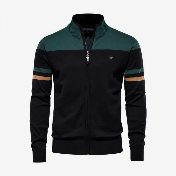 Men's Lightweight Two-Tone Zip-Up Track Jacket - Orange & Blue Athletic Wear for Active Lifestyle