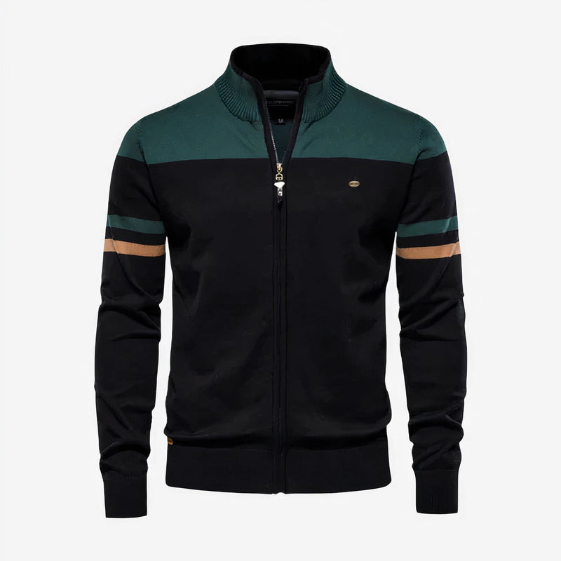 Men's Lightweight Two-Tone Zip-Up Track Jacket - Orange & Blue Athletic Wear for Active Lifestyle