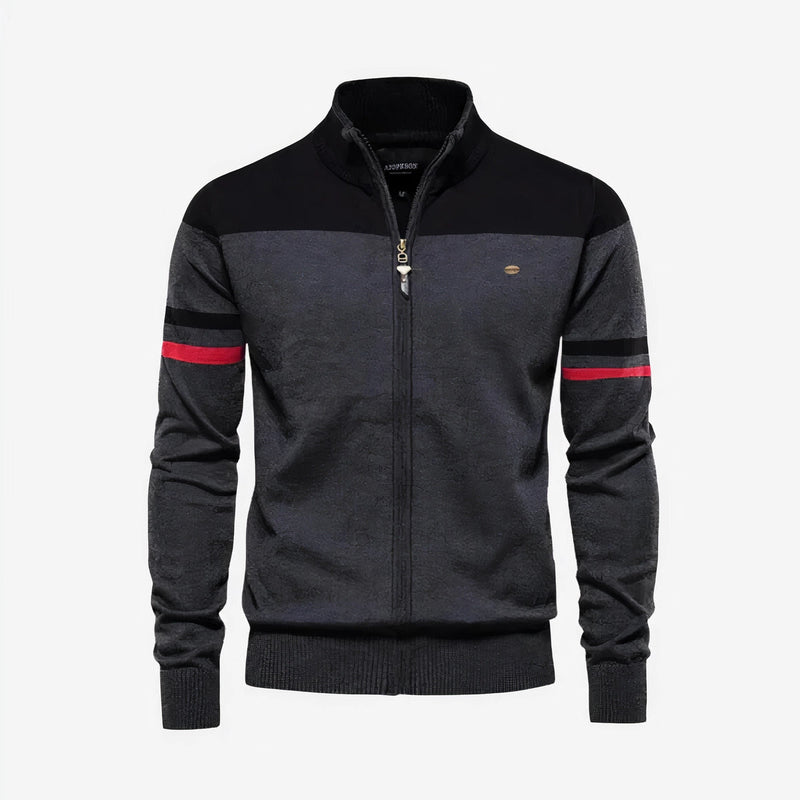 Men's Lightweight Two-Tone Zip-Up Track Jacket - Orange & Blue Athletic Wear for Active Lifestyle