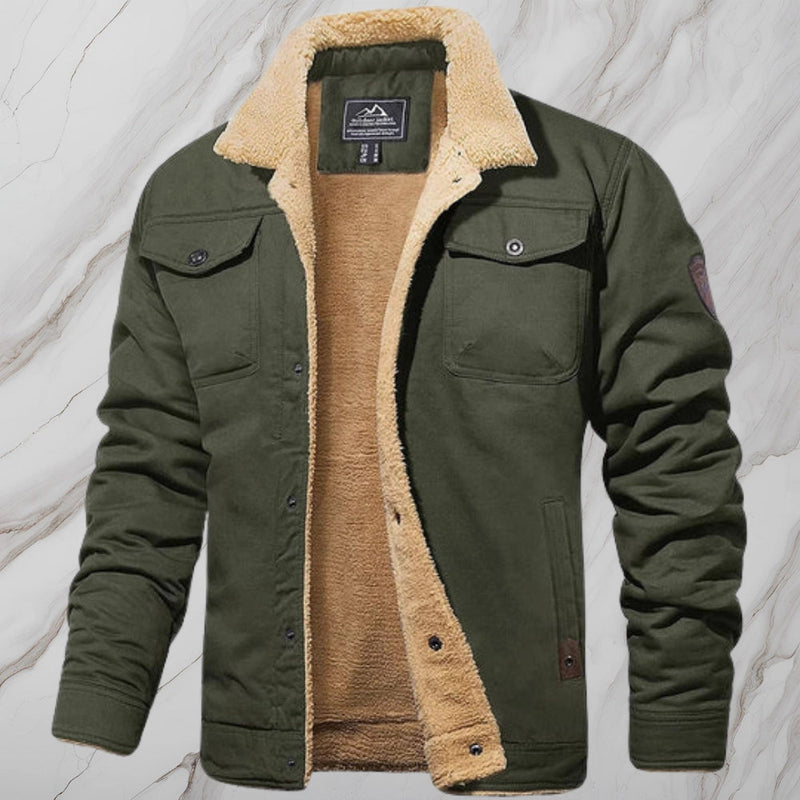 Men's Black Sherpa-Lined Winter Bomber Jacket - Warm Fleece Coat for Ultimate Comfort and Style