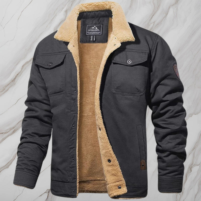 Men's Black Sherpa-Lined Winter Bomber Jacket - Warm Fleece Coat for Ultimate Comfort and Style
