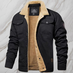 Men's Black Sherpa-Lined Winter Bomber Jacket - Warm Fleece Coat for Ultimate Comfort and Style