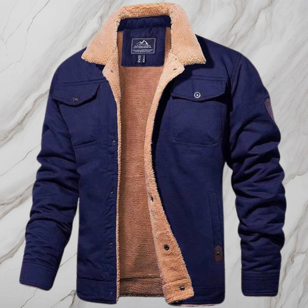 Men's Black Sherpa-Lined Winter Bomber Jacket - Warm Fleece Coat for Ultimate Comfort and Style