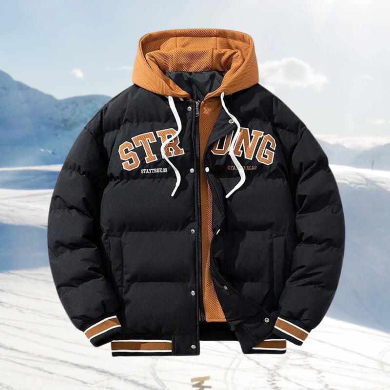 Men's Insulated Double Layer Thick Hooded Puffer Jacket - Warm, Stylish Winter Outerwear