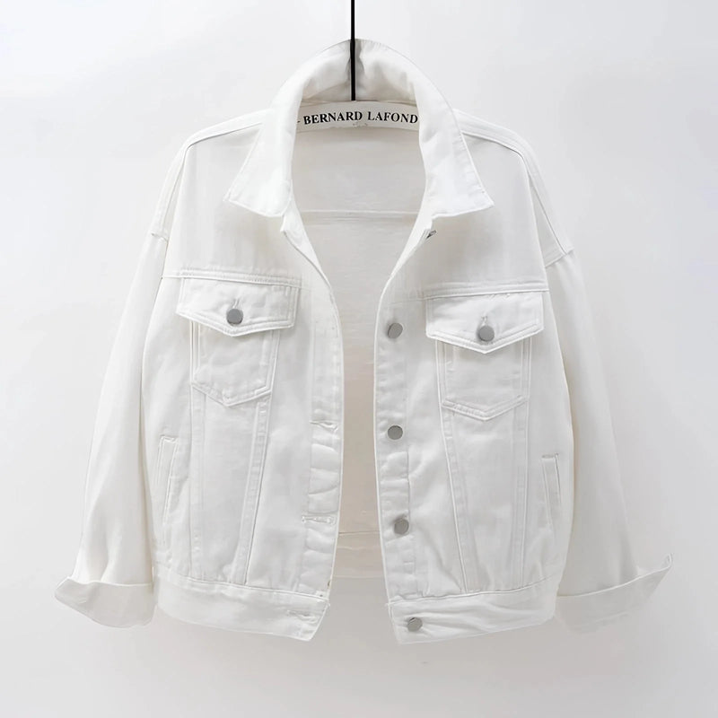 Women's Lightweight White Denim Jacket - Casual Summer Fashion Essential